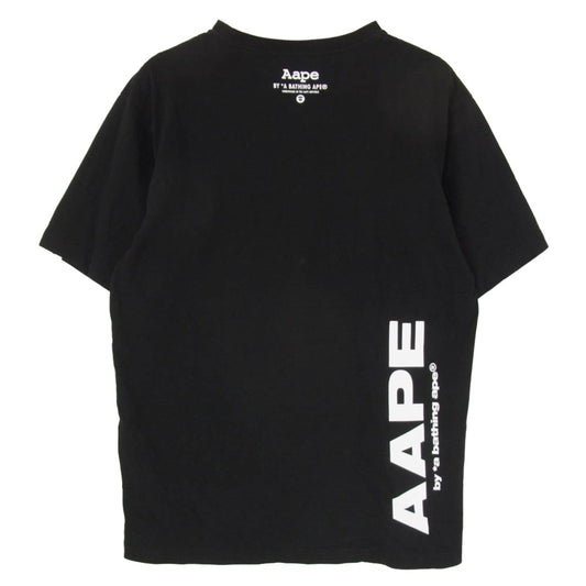 A BATHING APE アベイシングエイプ aaptem0534xxd AAPE BY A BATHING APE ラメ 猿 プリント 半袖 Tシャツ ブラック系 L【中古】