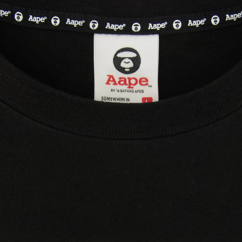 A BATHING APE アベイシングエイプ aaptem0534xxd AAPE BY A BATHING APE ラメ 猿 プリント 半袖 Tシャツ ブラック系 L【中古】
