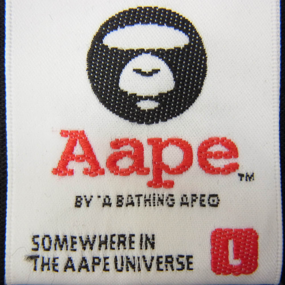 A BATHING APE アベイシングエイプ aaptem0534xxd AAPE BY A BATHING APE ラメ 猿 プリント 半袖 Tシャツ ブラック系 L【中古】
