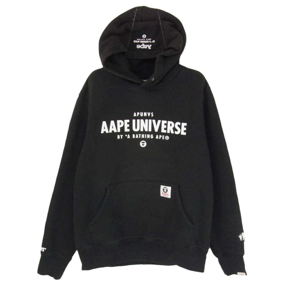 A BATHING APE アベイシングエイプ aapswm3348xx9 AAPE BY A BATHING APE APUNVS UNIVERSE プリント スウェット パーカー ブラック系 M【中古】