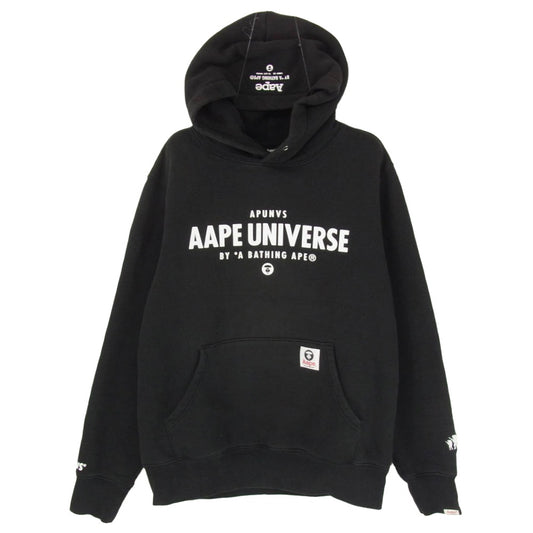A BATHING APE アベイシングエイプ aapswm3348xx9 AAPE BY A BATHING APE APUNVS UNIVERSE プリント スウェット パーカー ブラック系 M【中古】