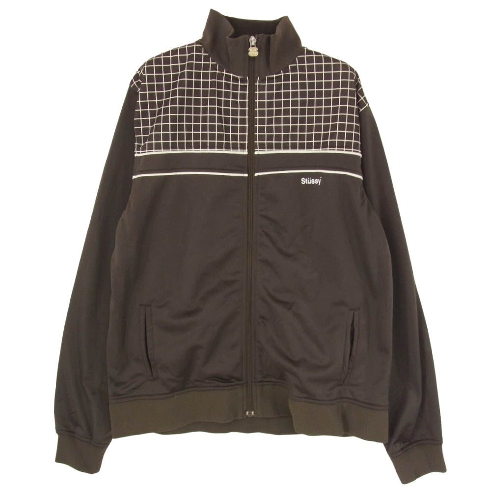 STUSSY ステューシー 00s OLD STUSSY スクエアデザイン SSロゴ ジップ トラック ジャケット ブラウン系 MD【中古】