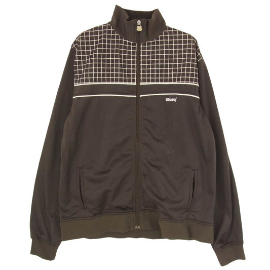 STUSSY ステューシー 00s OLD STUSSY スクエアデザイン SSロゴ ジップ トラック ジャケット ブラウン系 MD【中古】