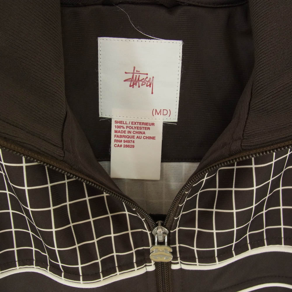 STUSSY ステューシー 00s OLD STUSSY スクエアデザイン SSロゴ ジップ トラック ジャケット ブラウン系 MD【中古】
