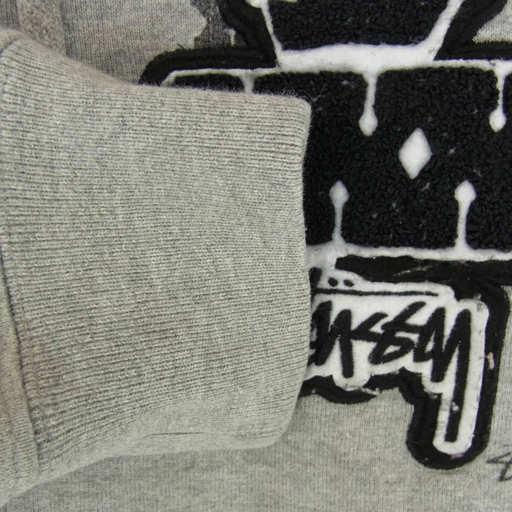 STUSSY ステューシー 30周年 記念 モノグラム 総柄 ジップアップ パーカー フーディ グレー系 S【中古】