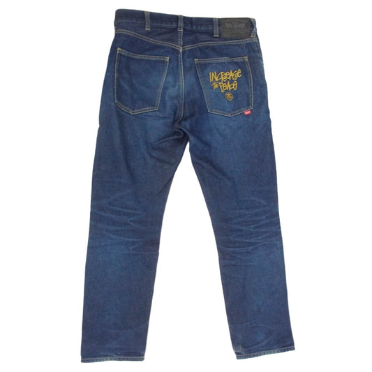 STUSSY ステューシー 【フェイクバスターズ鑑定済】金タグ バックポケット rough and rugged denim SSロゴ 刺繍 ライトオンス デニム パンツ インディゴブルー系 30【中古】