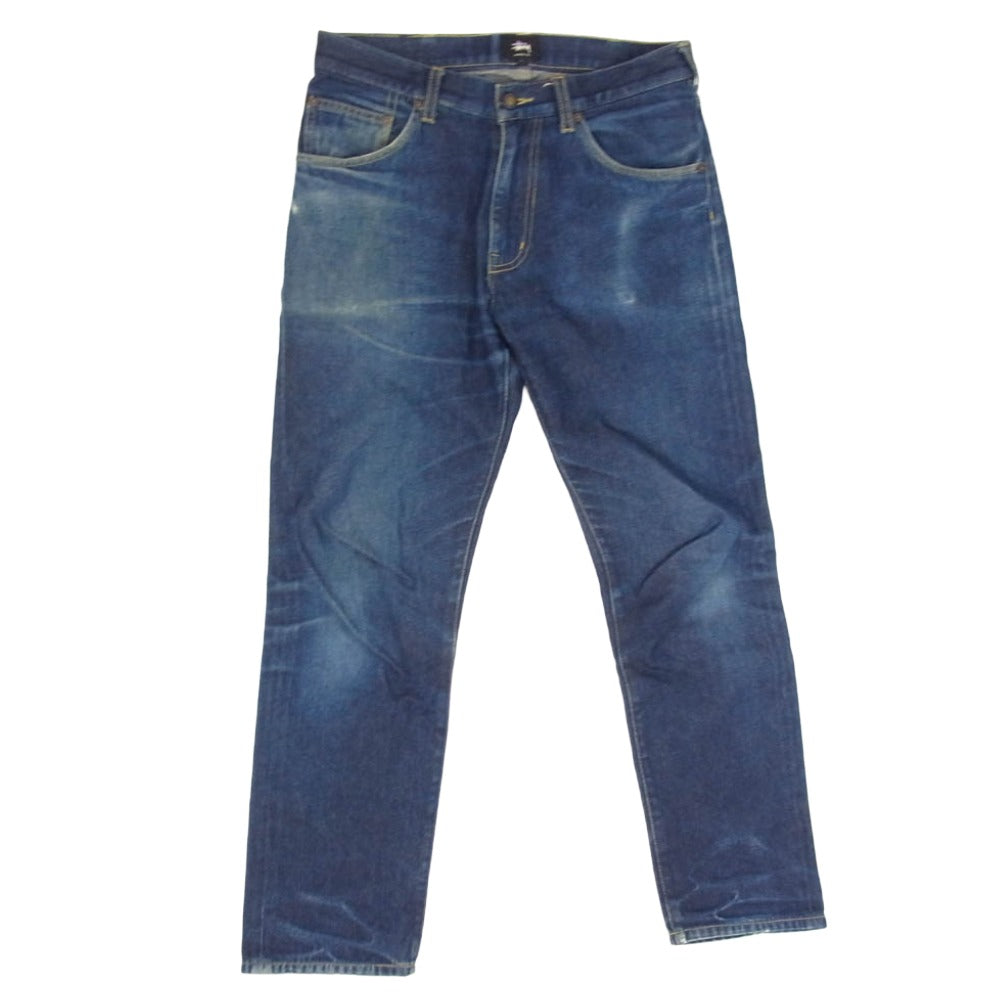 STUSSY ステューシー 【フェイクバスターズ鑑定済】金タグ バックポケット rough and rugged denim SSロゴ 刺繍 ライトオンス デニム パンツ インディゴブルー系 30【中古】