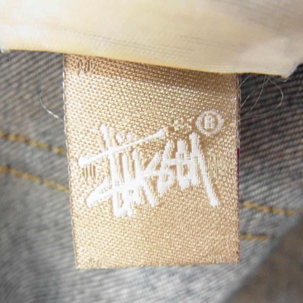 STUSSY ステューシー 【フェイクバスターズ鑑定済】金タグ バックポケット rough and rugged denim SSロゴ 刺繍 ライトオンス デニム パンツ インディゴブルー系 30【中古】