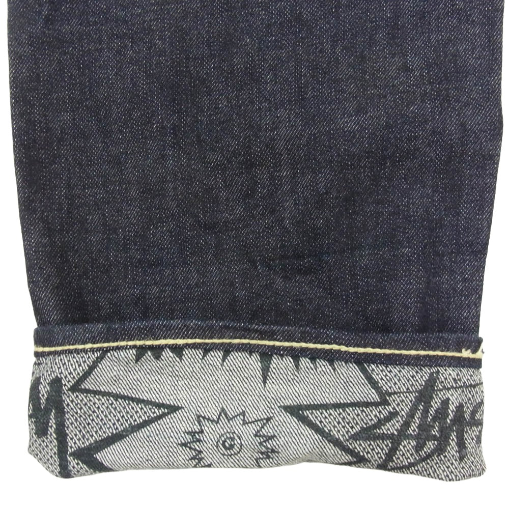 STUSSY ステューシー 金タグ rough and rugged denim プリント切替 デニム パンツ インディゴブルー系 30【中古】