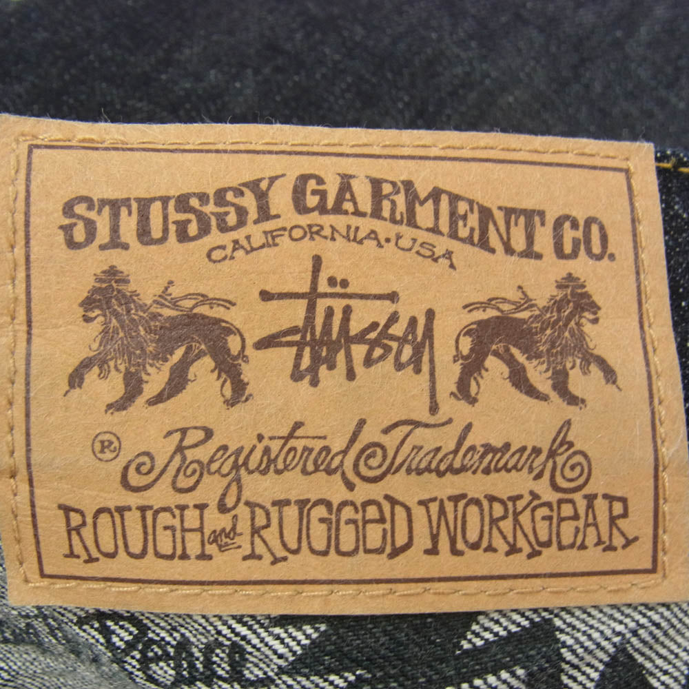 STUSSY ステューシー 金タグ rough and rugged denim プリント切替 デニム パンツ インディゴブルー系 30【中古】