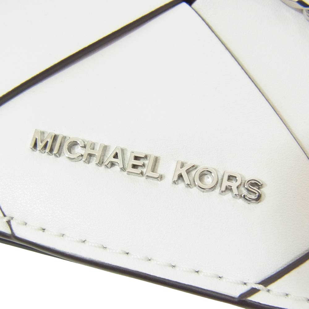 Michael Kors マイケルコース 7MPLRKG6 L9JMB7F JET SET ウーヴン レザー フラップ チェーン クロスボディ ショルダーバッグ ホワイト系【中古】