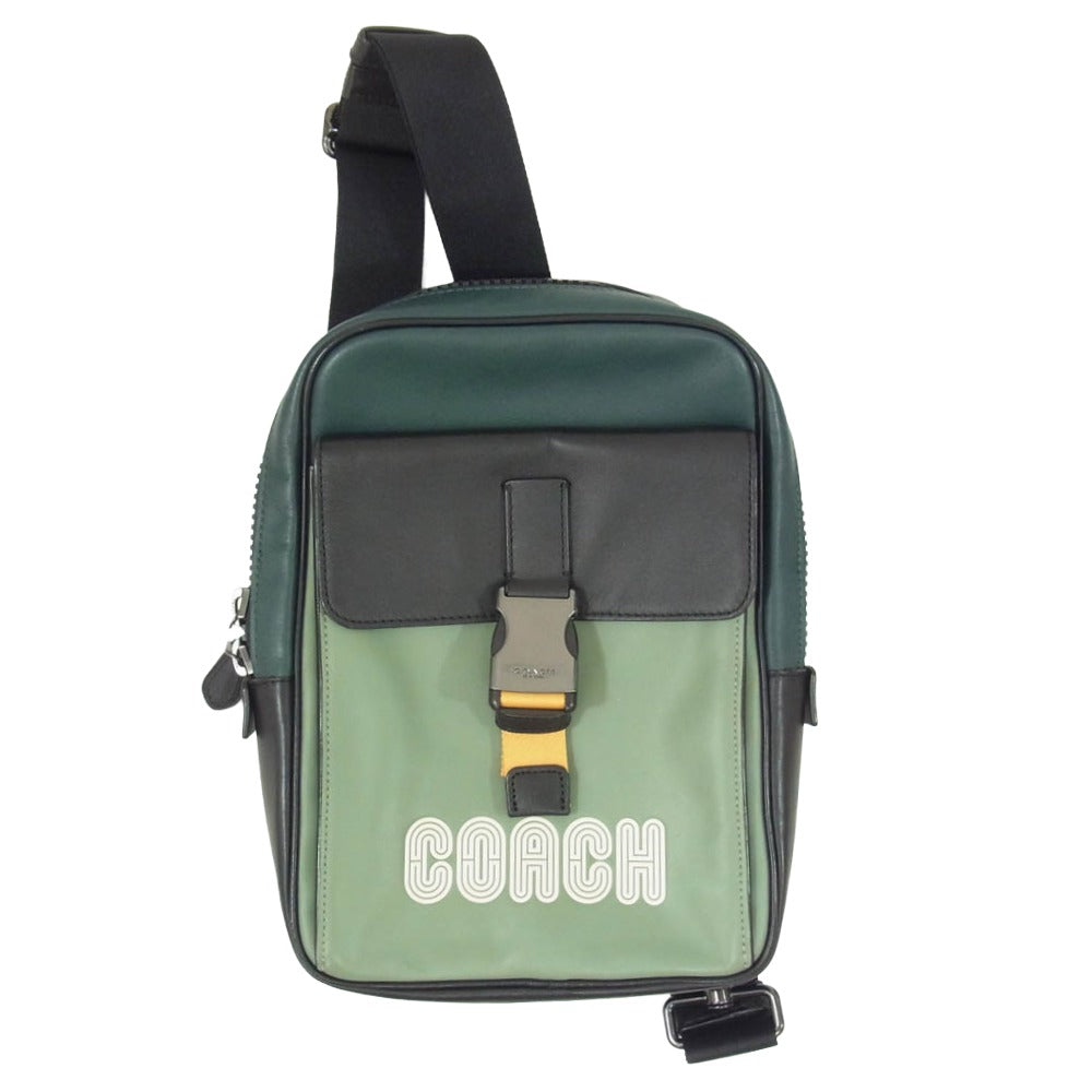 COACH コーチ C6647 ロゴ ボディバッグ ショルダーバッグ クロスボディバッグ グリーン系【中古】