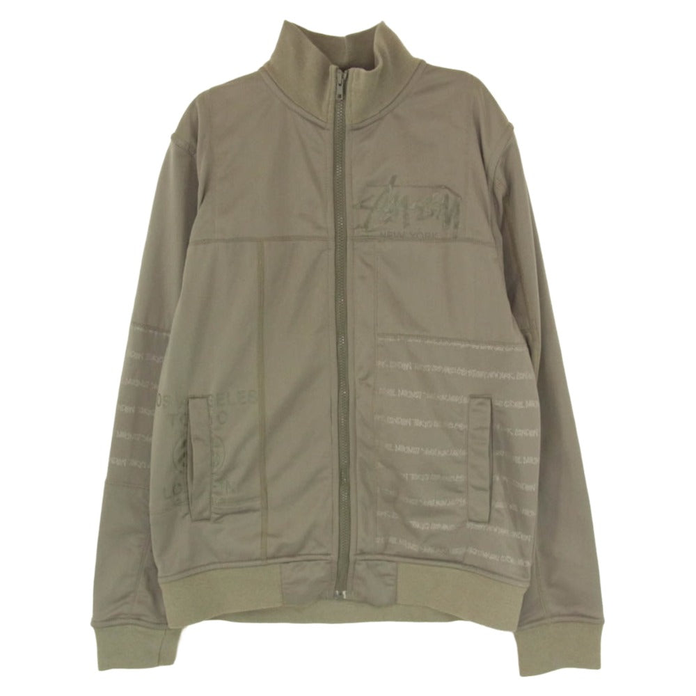 STUSSY ステューシー AUTHENTIC GEAR Track Jacket world tour london tokyo ワールドツアー パネル 切替 トラック ジャケット カーキ系 M【中古】