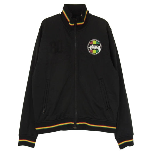 STUSSY ステューシー OLD STUSSY AUTHENTIC GEAR RASTA TRACK JACKET ラスタ ストックロゴ トラック ジャケット ブラック系 S【中古】