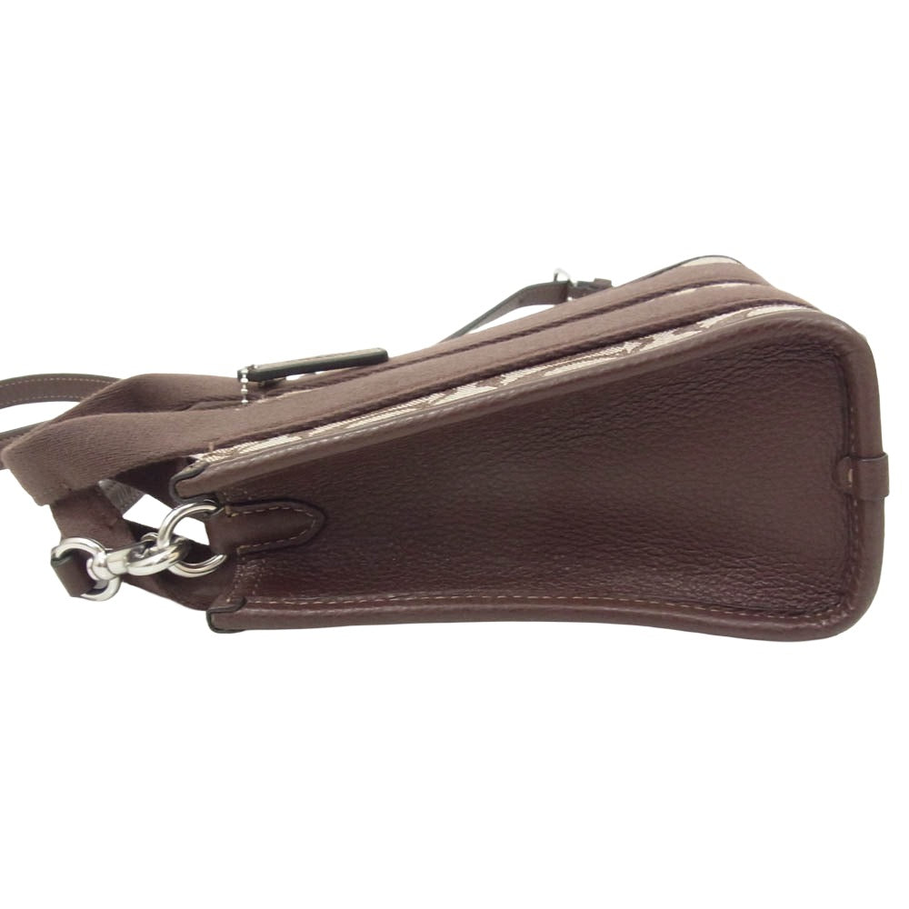 COACH コーチ CCL75 2WAY シグネチャー ジャカード スミス ミニ トート ハンド バッグ ブラウン系【中古】