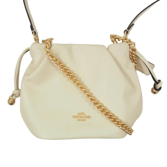 COACH コーチ CDB67 フェイ ミニ ドローストリング レザー ショルダー バッグ オフホワイト系【中古】