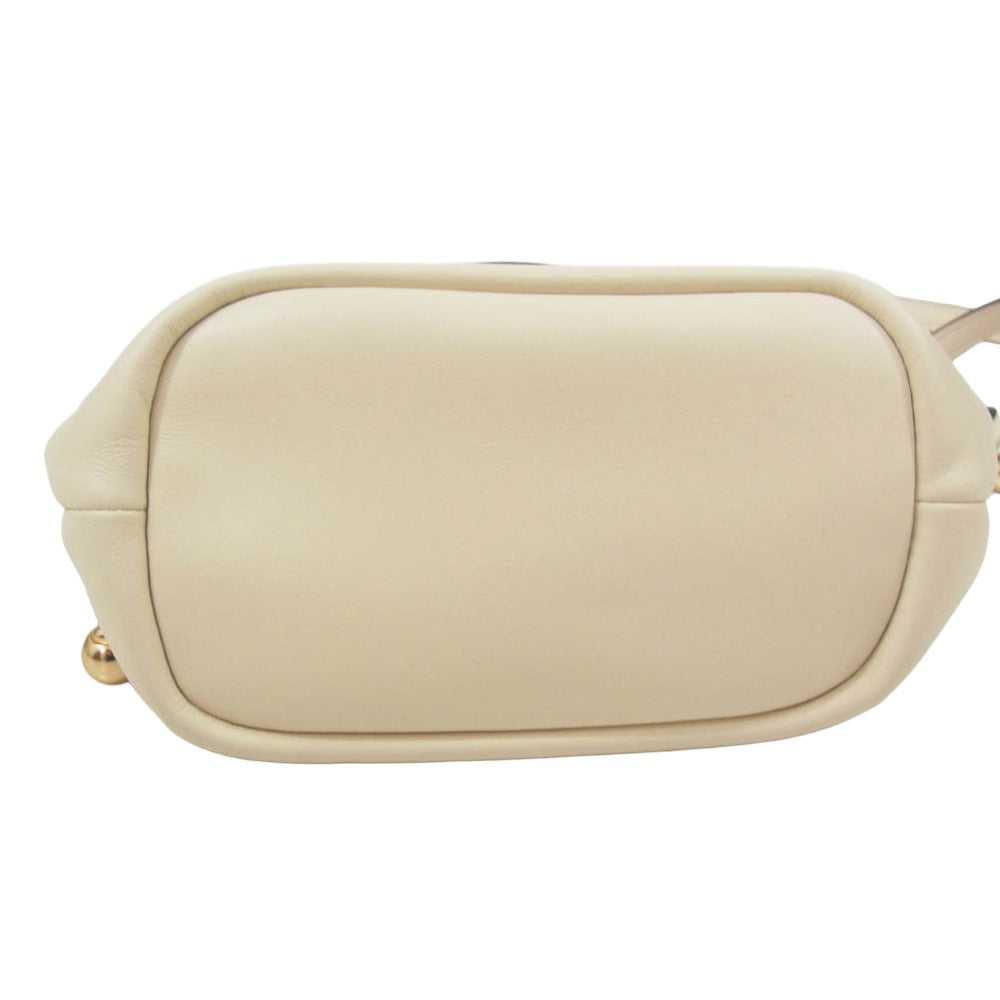 COACH コーチ CDB67 フェイ ミニ ドローストリング レザー ショルダー バッグ オフホワイト系【中古】