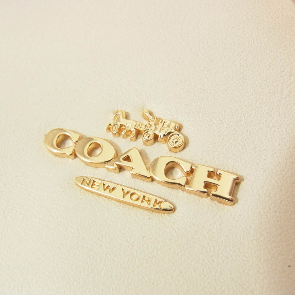 COACH コーチ CDB67 フェイ ミニ ドローストリング レザー ショルダー バッグ オフホワイト系【中古】