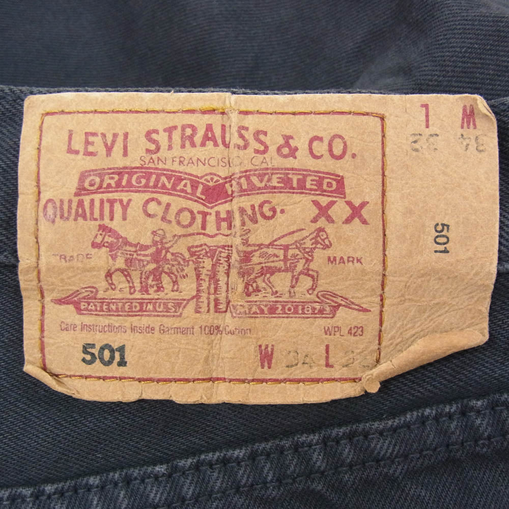 Levi's リーバイス 90s 97年 USA製 後染め 501 デニム パンツ ブラック系 34【中古】