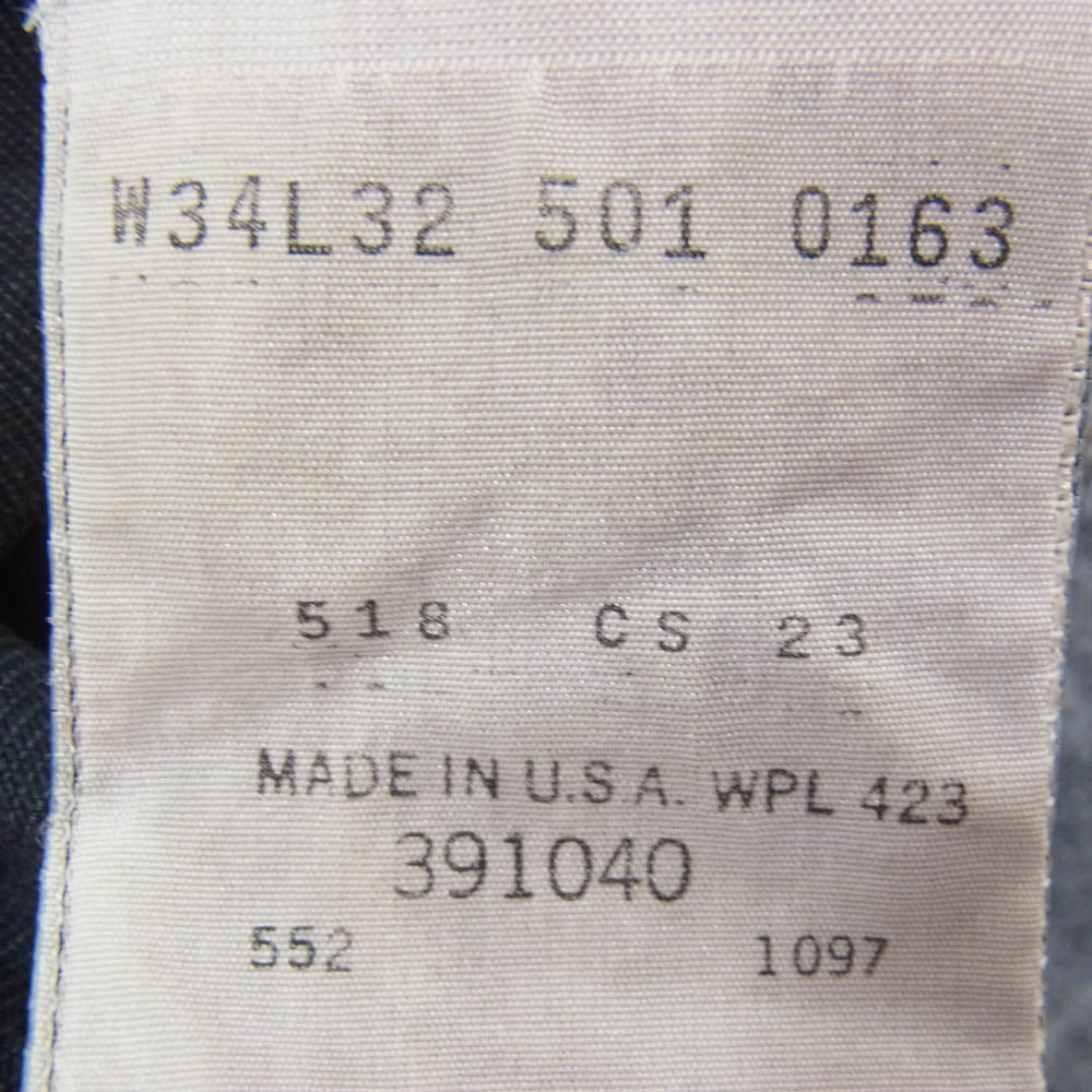 Levi's リーバイス 90s 97年 USA製 後染め 501 デニム パンツ ブラック系 34【中古】