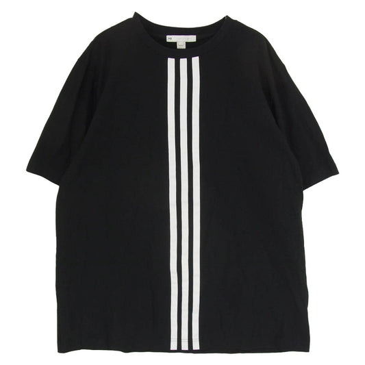 Y-3 Yohji Yamamoto ワイスリー ヨウジヤマモト HG6095 M CH1 SS TEE CF STRIPES ストライプ クルーネック 半袖 Tシャツ ブラック系 2XL【中古】