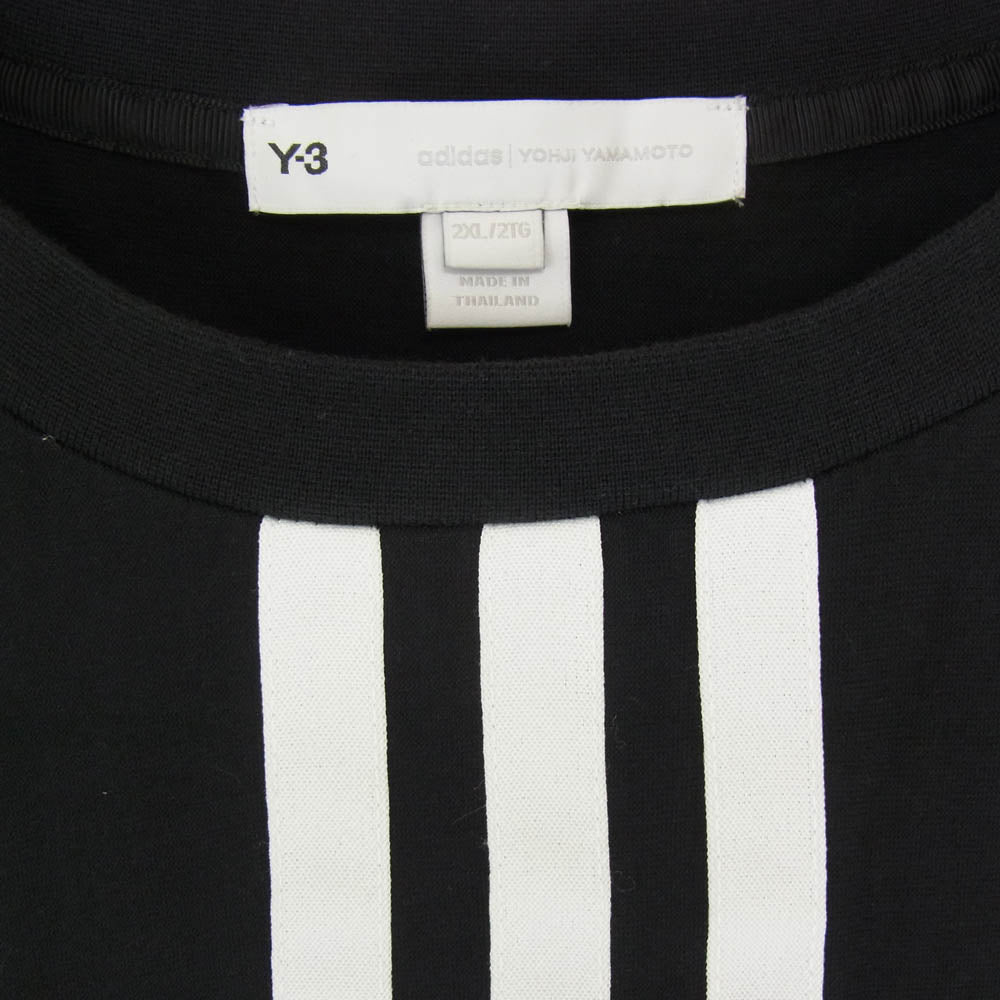 Y-3 Yohji Yamamoto ワイスリー ヨウジヤマモト HG6095 M CH1 SS TEE CF STRIPES ストライプ クルーネック 半袖 Tシャツ ブラック系 2XL【中古】