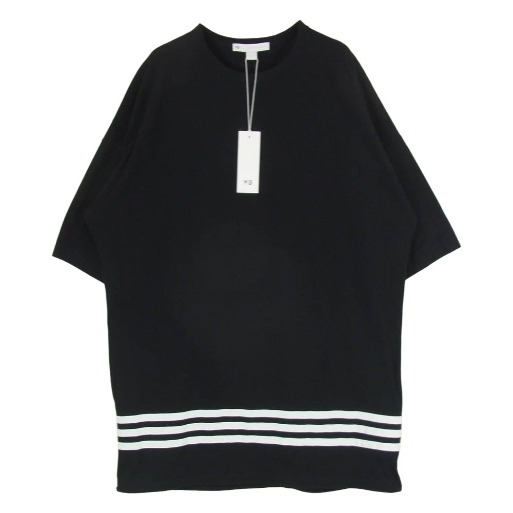 Y-3 Yohji Yamamoto ワイスリー ヨウジヤマモト HG6089 OVERSIZED SHORT SLEEVE STRIPES TEE オーバーサイズ ショートスリーブ ストライプ クルーネック 半袖 Tシャツ ブラック系 M【極上美品】【中古】