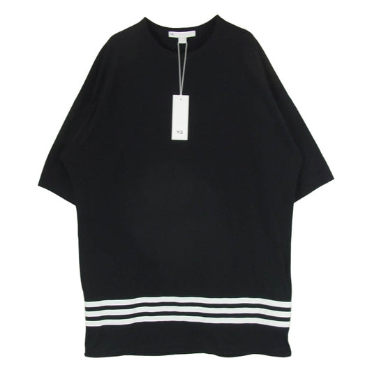 Y-3 Yohji Yamamoto ワイスリー ヨウジヤマモト HG6089 OVERSIZED SHORT SLEEVE STRIPES TEE オーバーサイズ ショートスリーブ ストライプ クルーネック 半袖 Tシャツ ブラック系 M【極上美品】【中古】