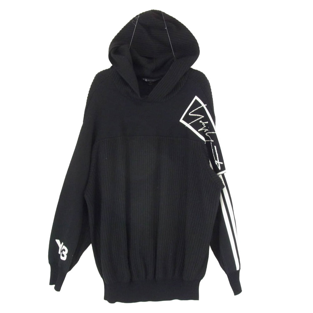 Y-3 Yohji Yamamoto ワイスリー ヨウジヤマモト FJ0324 TECH KNIT HOODIE テック ニット プルオーバー フーディー パーカー ブラック系 S【美品】【中古】