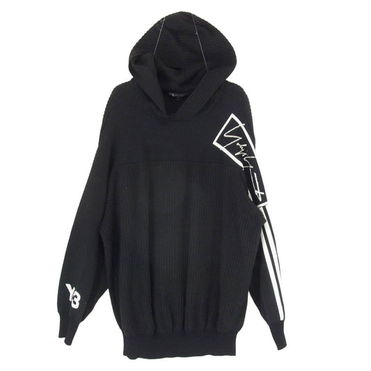 Y-3 Yohji Yamamoto ワイスリー ヨウジヤマモト FJ0324 TECH KNIT HOODIE テック ニット プルオーバー フーディー パーカー ブラック系 S【美品】【中古】