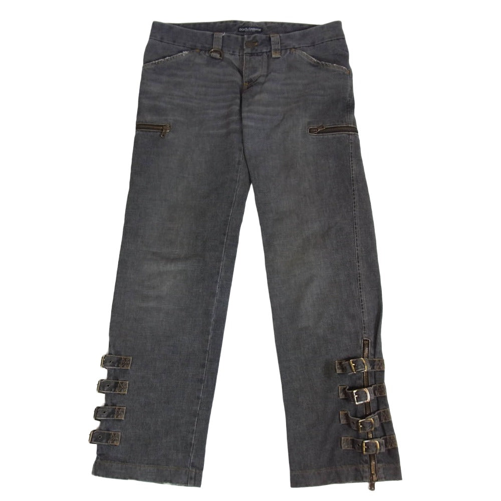 DOLCE&GABBANA ドルチェアンドガッバーナ ボンテージ デニム パンツ グレー系 48【中古】