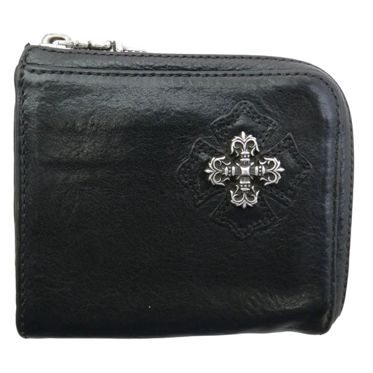 CHROME HEARTS クロムハーツ（原本無） フィリグリープラス ハーフジップ レザー ウォレット 財布 ブラック系【中古】