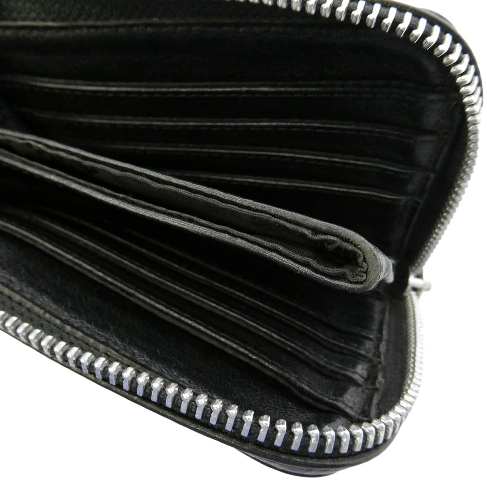CHROME HEARTS クロムハーツ（原本無） フィリグリープラス ハーフジップ レザー ウォレット 財布 ブラック系【中古】