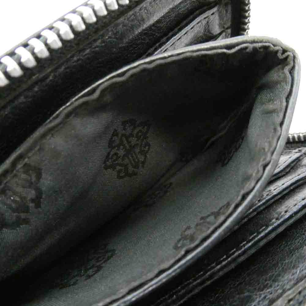 CHROME HEARTS クロムハーツ（原本無） フィリグリープラス ハーフジップ レザー ウォレット 財布 ブラック系【中古】