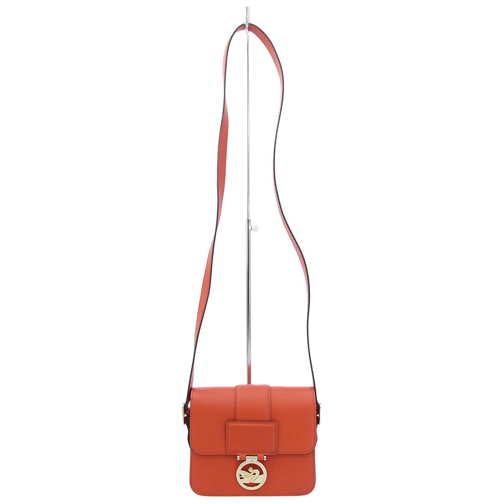 Longchamp ロンシャン BOX TROT CROSSBODY BAG ボックストロット クロスボディ レザー ショルダー バッグ オレンジ系【中古】