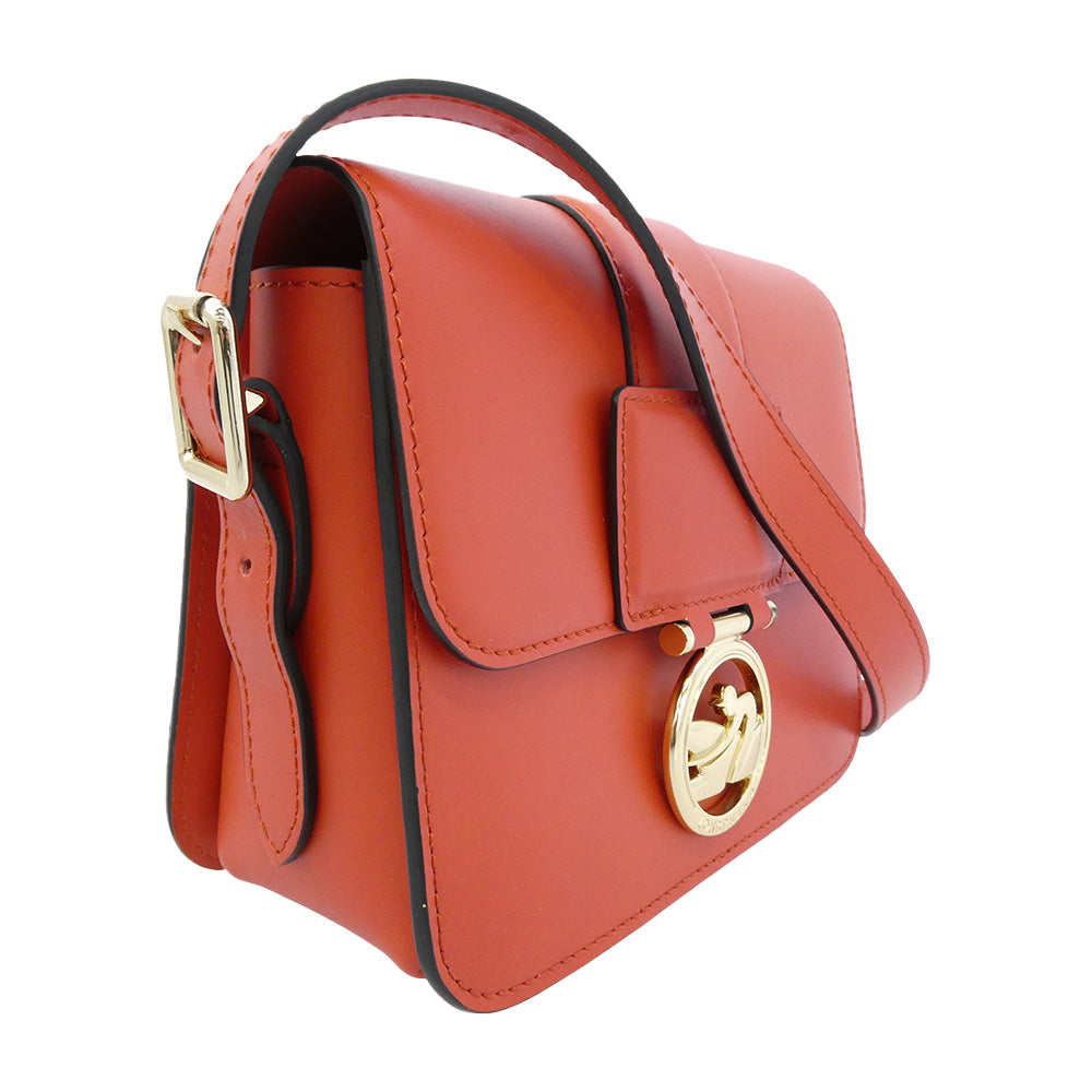 Longchamp ロンシャン BOX TROT CROSSBODY BAG ボックストロット クロスボディ レザー ショルダー バッグ オレンジ系【中古】