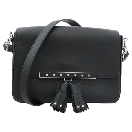 Longchamp ロンシャン Game on ゲームオン レザー ショルダー バッグ ブラック系【美品】【中古】