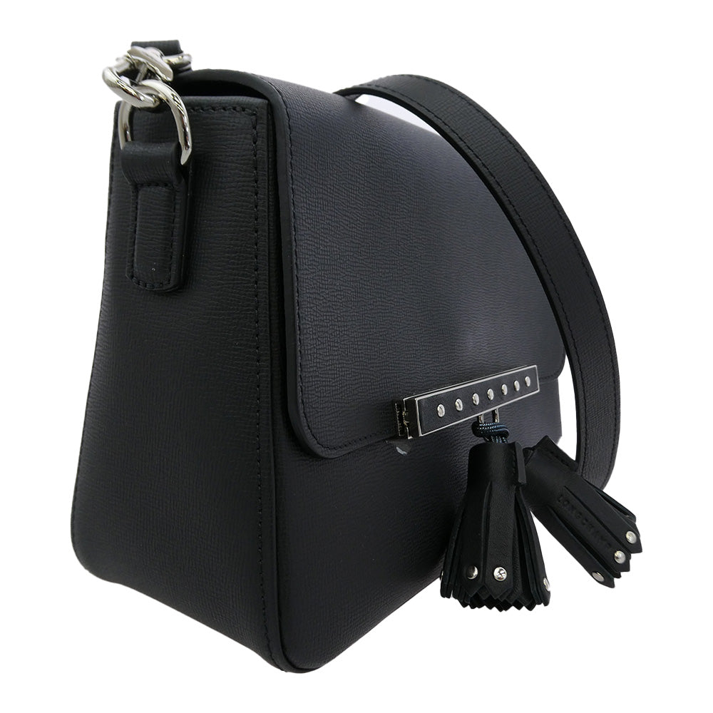 Longchamp ロンシャン Game on ゲームオン レザー ショルダー バッグ ブラック系【美品】【中古】