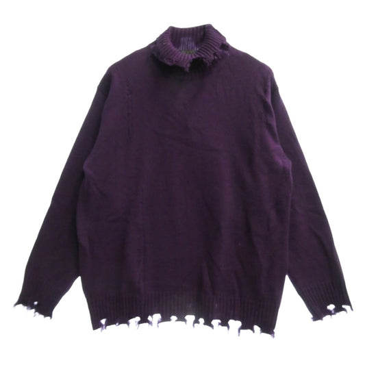 Yohji Yamamoto ヨウジヤマモト 21AW UU-K47-613 S'YTE サイト 7G BULKY WOOL DAMAGE TURTLE PULLOVER ダメージ加工 タートルネック 長袖 ニット セーター パープル系【中古】