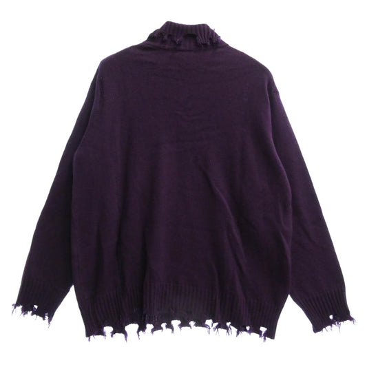 Yohji Yamamoto ヨウジヤマモト 21AW UU-K47-613 S'YTE サイト 7G BULKY WOOL DAMAGE TURTLE PULLOVER ダメージ加工 タートルネック 長袖 ニット セーター パープル系【中古】