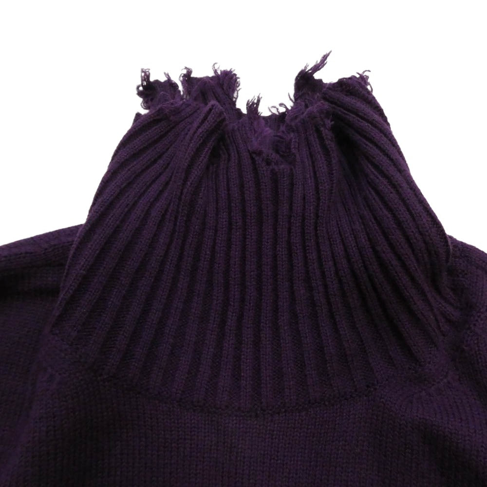 Yohji Yamamoto ヨウジヤマモト 21AW UU-K47-613 S'YTE サイト 7G BULKY WOOL DAMAGE TURTLE PULLOVER ダメージ加工 タートルネック 長袖 ニット セーター パープル系【中古】