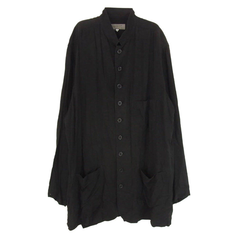 Yohji Yamamoto POUR HOMME ヨウジヤマモトプールオム HN-B44-222 スタンドカラー ロングスリーブ 長袖 ロング シャツ ブラック系 2【中古】