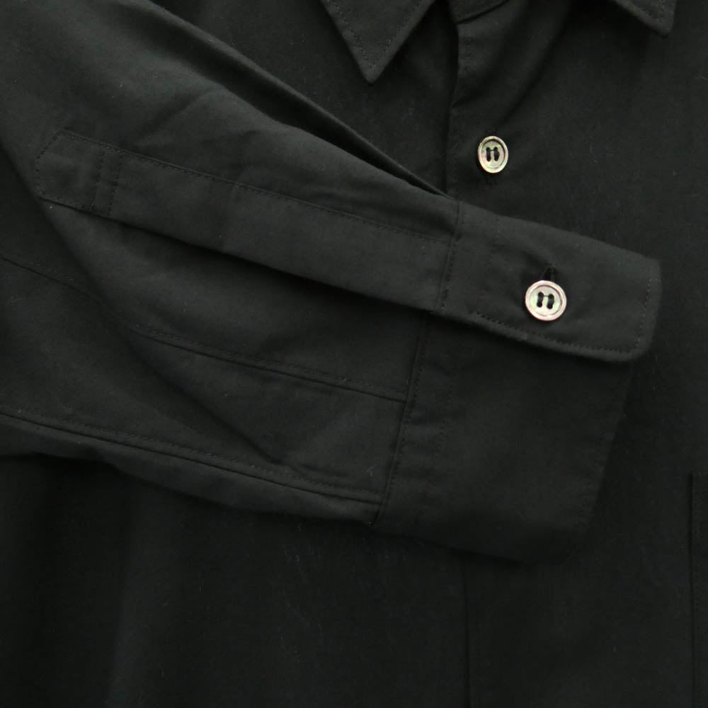 COMME des GARCONS HOMME PLUS コムデギャルソンオムプリュス 23AW PL-B016 フェイクファー 切替 ロングスリーブ 長袖 ボタンダウン シャツ ブラック系 M【中古】