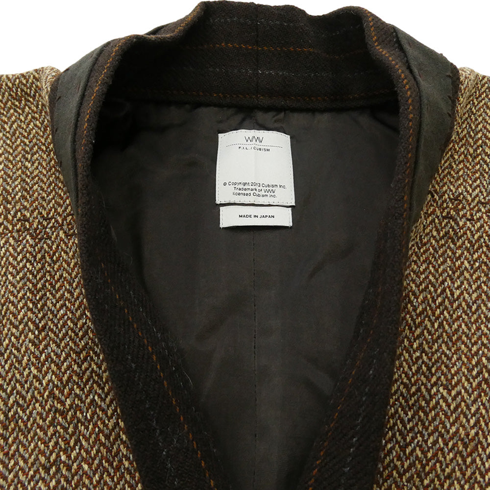 VISVIM ビズビム WMV 0317205013001 KIMONO COAT HERRINGBONE キモノコート ヘリンボーン ロングコート ブラウン系 2【中古】
