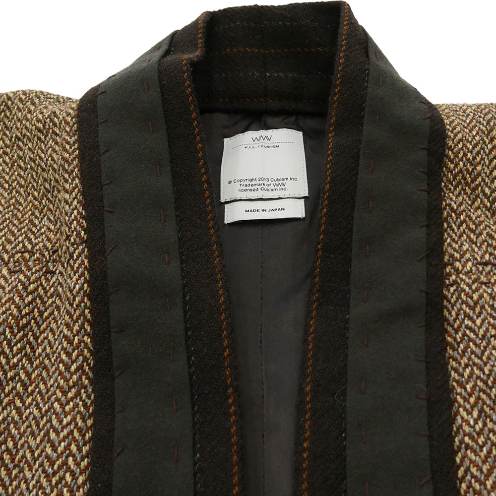 VISVIM ビズビム WMV 0317205013001 KIMONO COAT HERRINGBONE キモノコート ヘリンボーン ロングコート ブラウン系 2【中古】