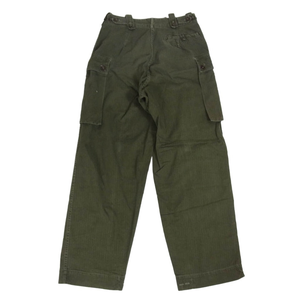 ヴィンテージ 60s 70s Dutch Armed Forces オランダ軍 HBT ミリタリー カーゴ パンツ カーキ系 表記無し【中古】