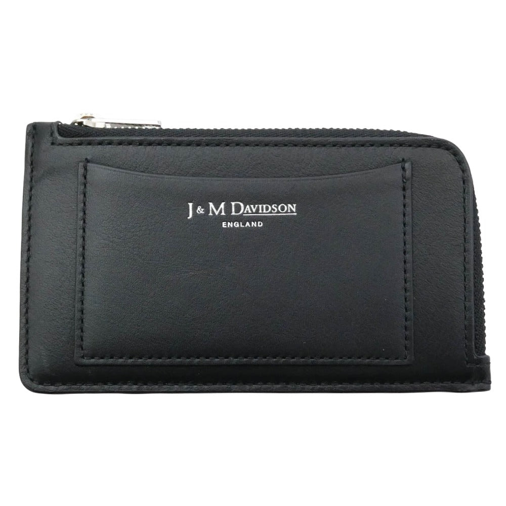 J&M Davidson ジェイアンドエムデヴィッドソン ロゴ レザー カードケース コインケース ブラック系【美品】【中古】