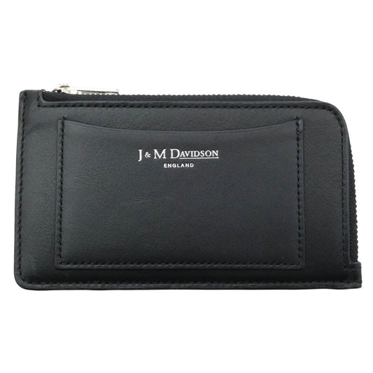 J&M Davidson ジェイアンドエムデヴィッドソン ロゴ レザー カードケース コインケース ブラック系【美品】【中古】