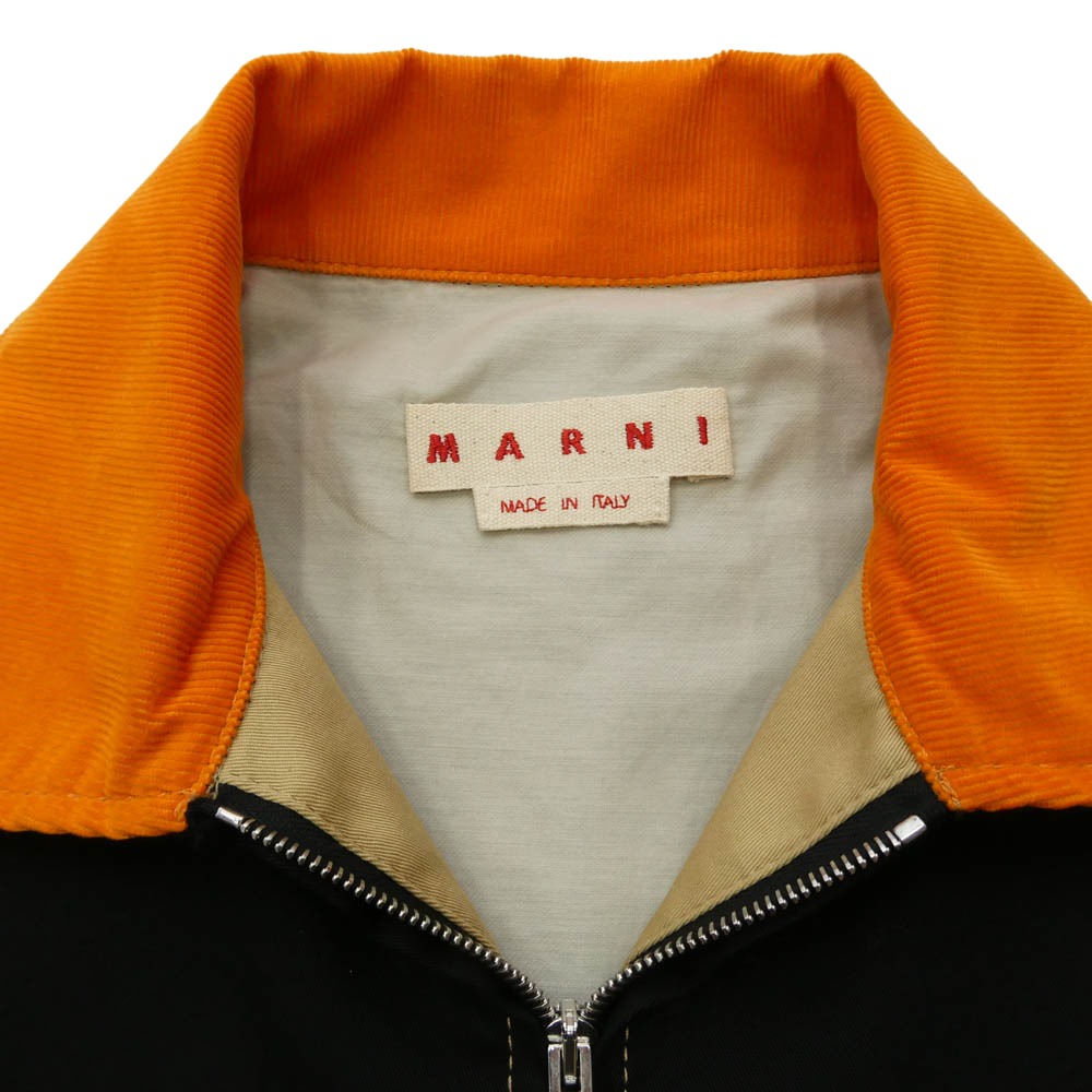 MARNI マルニ 23SS JUMU0137QU コットンギャバジン バイカラー ジャケット ブルゾン ベージュ系 マルチカラー系 46【極上美品】【中古】