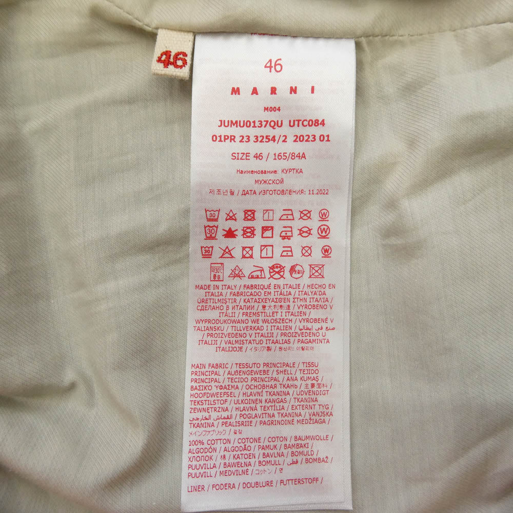 MARNI マルニ 23SS JUMU0137QU コットンギャバジン バイカラー ジャケット ブルゾン ベージュ系 マルチカラー系 46【極上美品】【中古】